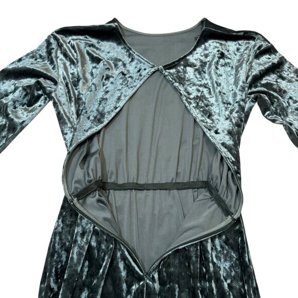 & Other Stories Velvet Keyhole Back Midi Dress Long Sleeve Teal Green Size 4 - Picture 7 of 15